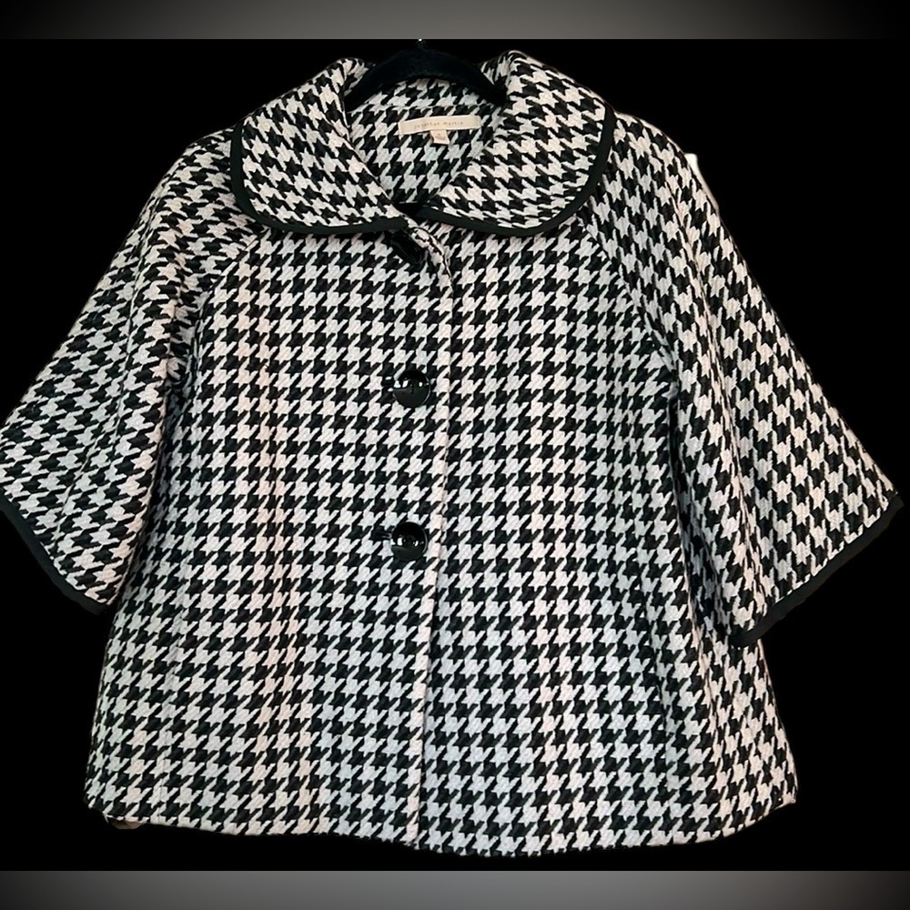 JONATHAN MARTIN Black/White Houndstooth Wool Lined Jacket, Size Small, GUC.
